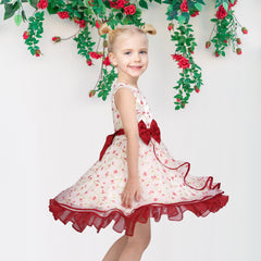 3 Layers Girls Dress flower Wave Pageant Bridesmaid Size 4-12 Years