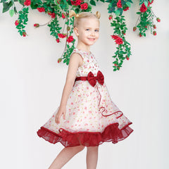 3 Layers Girls Dress flower Wave Pageant Bridesmaid Size 4-12 Years