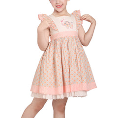 Girls Dress Polka Dot Overlap Design With Trim Size 3-14 Years