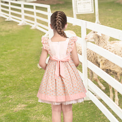 Girls Dress Polka Dot Overlap Design With Trim Size 3-14 Years