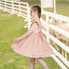 Girls Dress Polka Dot Overlap Design With Trim Size 3-14 Years