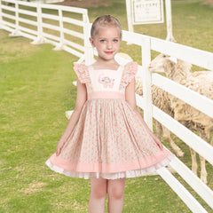 Girls Dress Polka Dot Overlap Design With Trim Size 3-14 Years