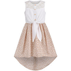 Girls Dress Chiffon Floral High-Low Tie Waist Party Princess Size 7-14 Years