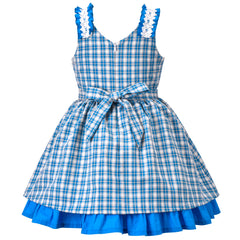 Girls Dress Polka Dot Overlap Design With Trim Size 3-14 Years