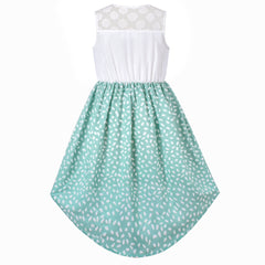 Girls Dress Chiffon Floral High-Low Tie Waist Party Princess Size 7-14 Years