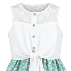 Girls Dress Chiffon Floral High-Low Tie Waist Party Princess Size 7-14 Years