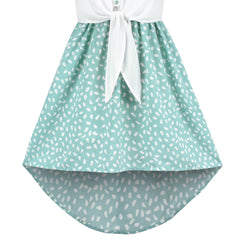 Girls Dress Chiffon Floral High-Low Tie Waist Party Princess Size 7-14 Years