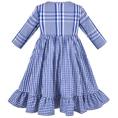 Girls Cold Shoulder Dress Denim Cowboy 3/4 Sleeve Size 2-12 Years