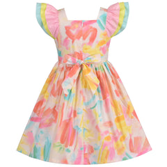 Girls Dress Polka Dot Overlap Design With Trim Size 3-14 Years