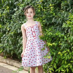 Girls Dress Heart Print Size 4-12 Years Christmas