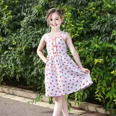 Girls Dress Heart Print Size 4-12 Years Christmas