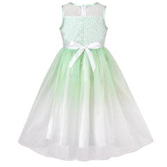 Girls Dress Flower Lace Top Burgundy Gradient Skirt Sleeveless Size 6-14 Years