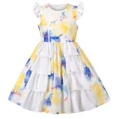 Girls Dress Polka Dot Overlap Design With Trim Size 3-14 Years