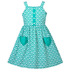 Girls Dress Heart Print Size 4-12 Years Christmas