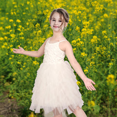 Girls Dress Sequin Wedding Hi-low Tulle Skirt Tutu Flutter Sleeve Size 3-12 Years