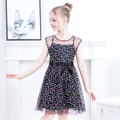 Girls Dress Dot Star Lace Dress Size 6-12 Years