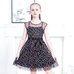Girls Dress Dot Star Lace Dress Size 6-12 Years