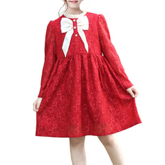 Girls Dress Flower Lace Collar Skirt Dress Size 4-14 Years