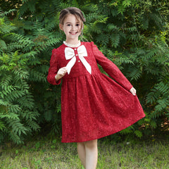 Girls Dress Flower Lace Collar Skirt Dress Size 4-14 Years