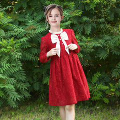 Girls Dress Flower Lace Collar Skirt Dress Size 4-14 Years