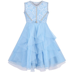 Flower Girls Dress Tiered Skirt Bridesmaid Wedding Size 4-12 Years