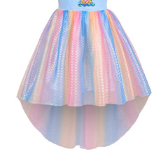 Girls Dress Sequin Wedding Hi-low Tulle Skirt Tutu Flutter Sleeve Size 3-12 Years