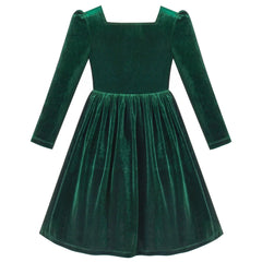 Girls Dress Christmas Hat Velvet Long Sleeve Holiday Size 4-14 Years