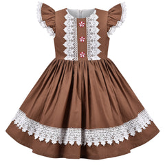 Girls Dress Polka Dot Overlap Design With Trim Size 3-14 Years