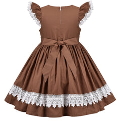 Girls Dress Polka Dot Overlap Design With Trim Size 3-14 Years