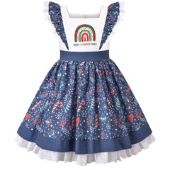 Girls Dress Polka Dot Overlap Design With Trim Size 3-14 Years