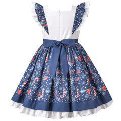 Girls Dress Polka Dot Overlap Design With Trim Size 3-14 Years