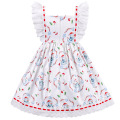Girls Dress Polka Dot Overlap Design With Trim Size 3-14 Years