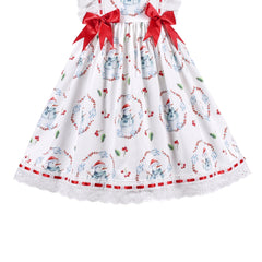 Girls Dress Polka Dot Overlap Design With Trim Size 3-14 Years