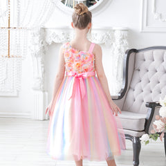 Flower Girl Dress Sequin Bridesmaid Wedding Party Size 5-14 Years