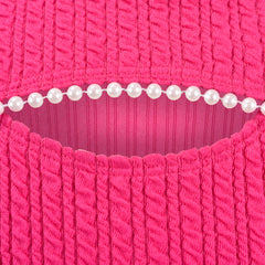 Girls Dress Christmas Stripe Pearl Vintage Party Holiday Long Sleeve Size 6-12 Years