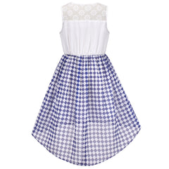 Girls Dress Chiffon Floral High-Low Tie Waist Party Princess Size 7-14 Years