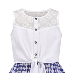 Girls Dress Chiffon Floral High-Low Tie Waist Party Princess Size 7-14 Years