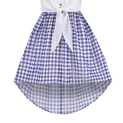 Girls Dress Chiffon Floral High-Low Tie Waist Party Princess Size 7-14 Years