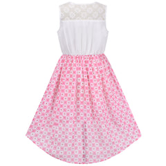 Girls Dress Chiffon Floral High-Low Tie Waist Party Princess Size 7-14 Years