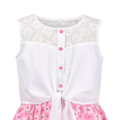 Girls Dress Chiffon Floral High-Low Tie Waist Party Princess Size 7-14 Years