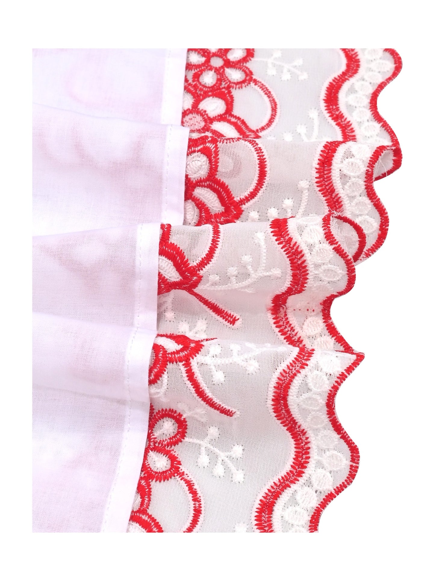 Girls White Dress Pink Floral Butterfly Embroidery Flutter Sleeves Scalloped Hem Girl Wedding Party Dress Red Butterfly