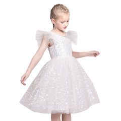 Girls Dress Flower Tulle Pleated Wedding Party Size 2-14 Years