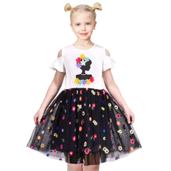 Girls Dress Short Sleeve Rainbow Tulle Skirt Birthday Party Size 4-10 Years