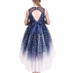 Girls Dress Sequin Backless Floral Hollow Back Lace Wedding Size 3-14 Years