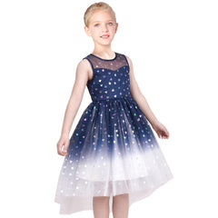 Girls Dress Sequin Backless Floral Hollow Back Lace Wedding Size 3-14 Years