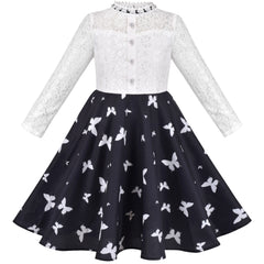 Girls Dress Lace Pearl Plum Blossom Elegant Princess Dress Size 4-14 Years