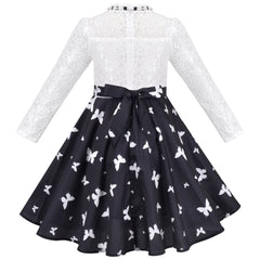 Girls Dress Lace Pearl Plum Blossom Elegant Princess Dress Size 4-14 Years