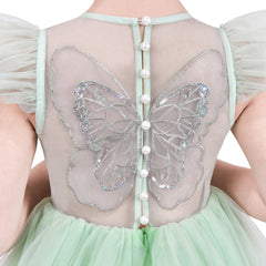 Girls Dress Floral Ruffle Tulle Skirt Flutter Flare Sleeve Size 4-10 Years