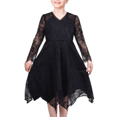 Girls Dress Flower Lace Collar Skirt Dress Size 4-14 Years