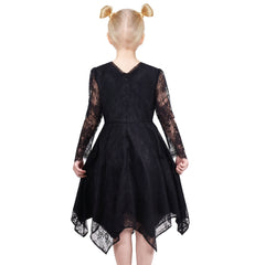 Girls Dress Flower Lace Collar Skirt Dress Size 4-14 Years